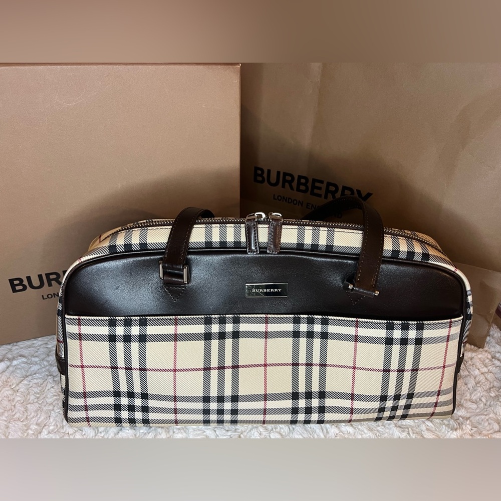Authentic Burberry House Check Canvas Handbag